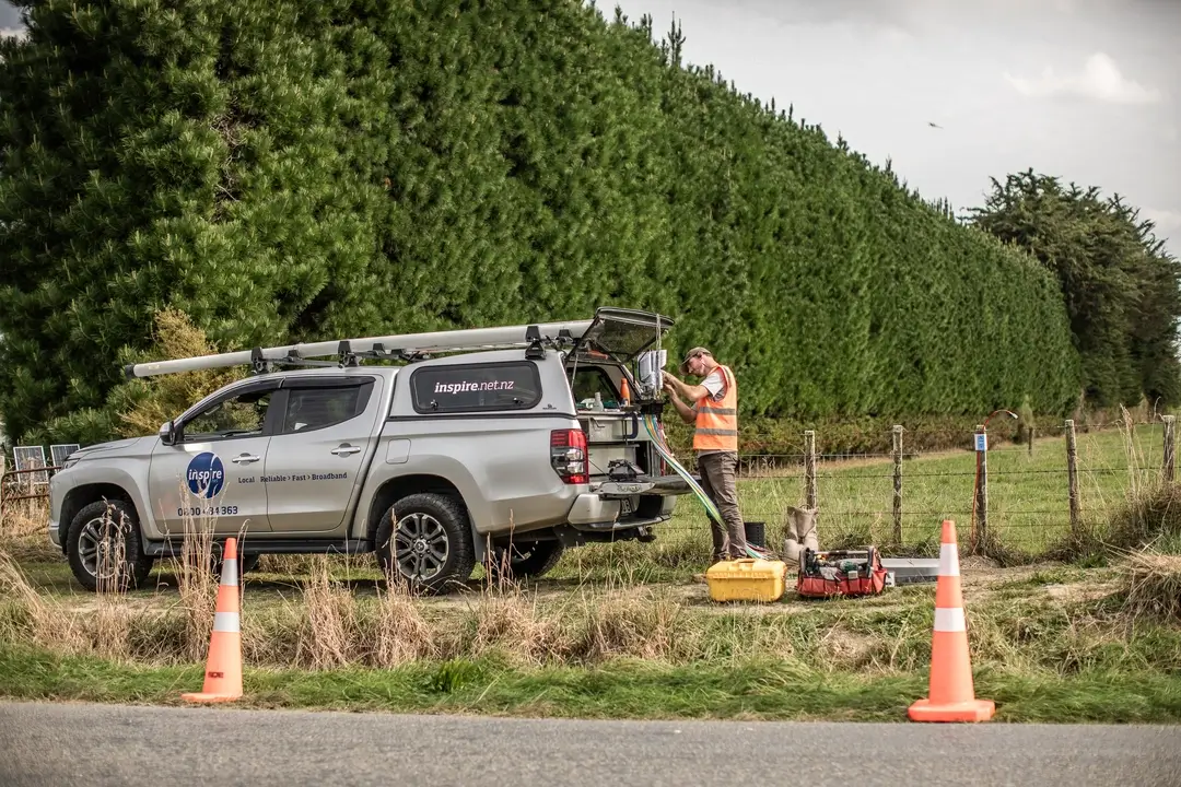 Fiber optic cable installation work