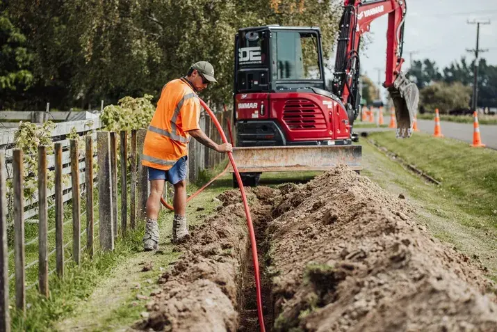 Fiber optic cable installation work