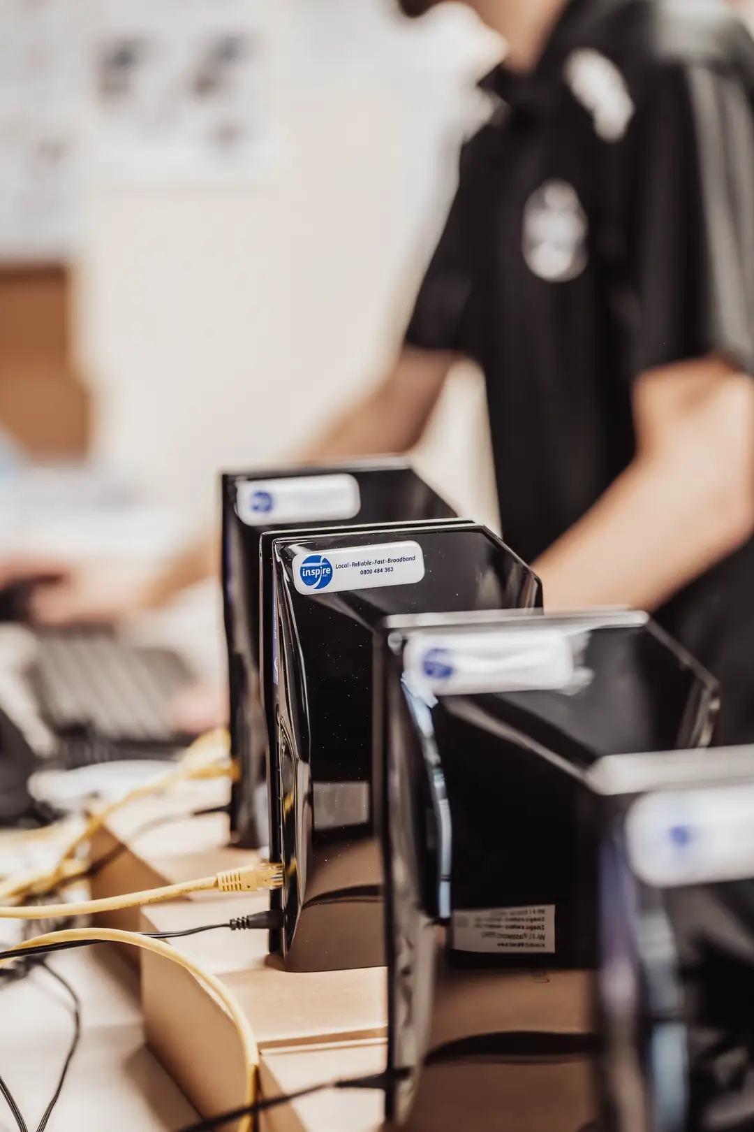Person working in server room